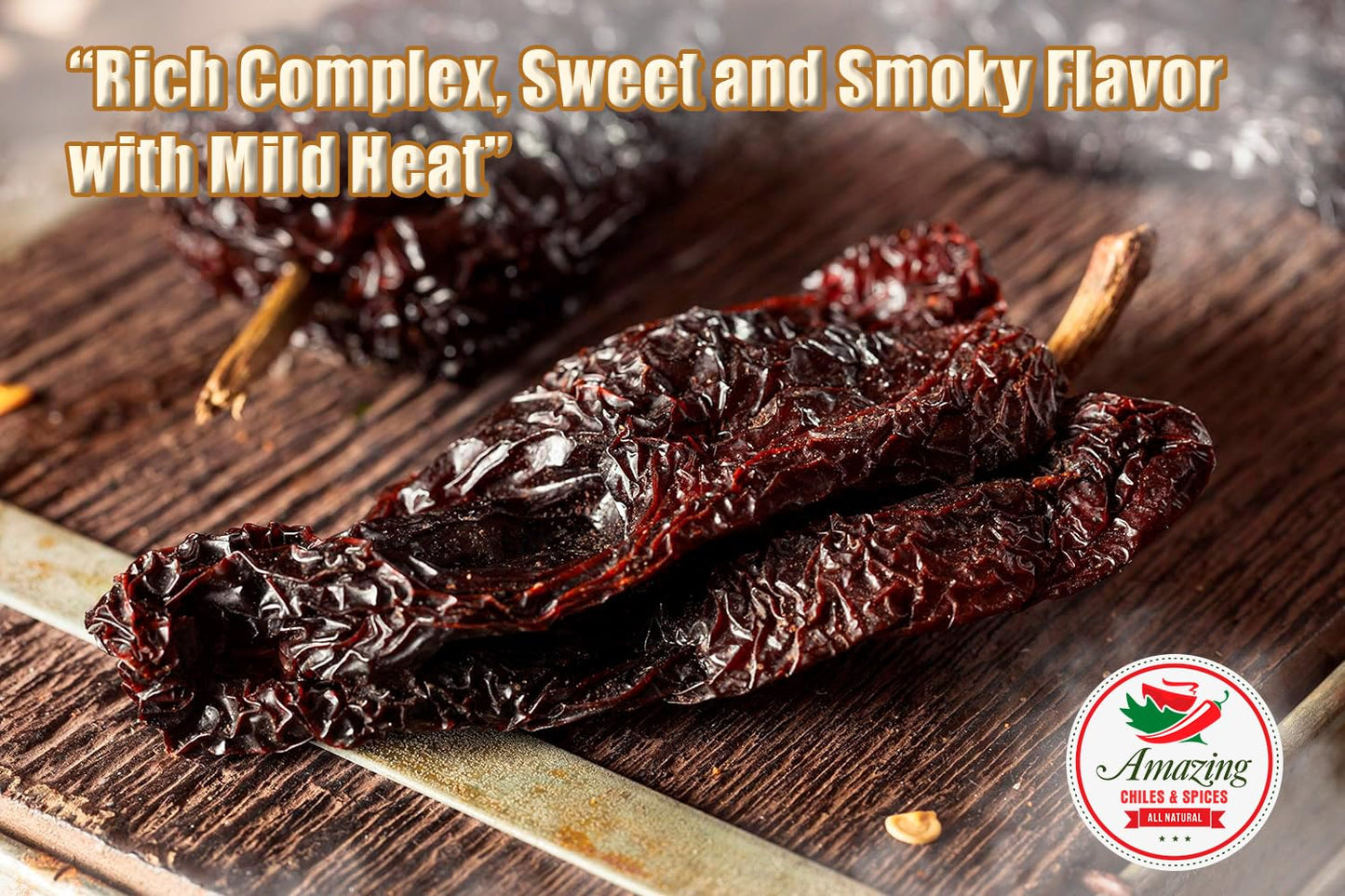 Amazing Chiles & Spices Dried Ancho Chiles Peppers, Mild to Medium Heat, Sweet & Smoky Flavor, 10 oz Air Tight Resealable Bag