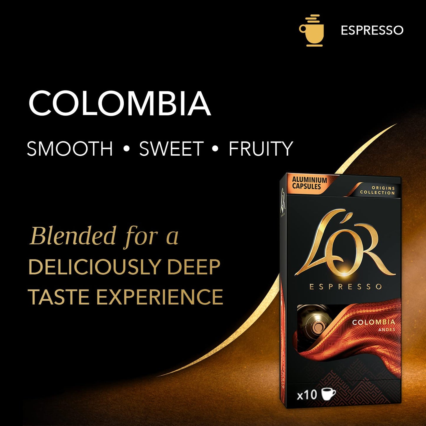 LOR Espresso compact pieces, 50 Count Colombia, Compatible with LOR BARISTA & Nespresso Original Machines, Aluminum Coffee compact pieces