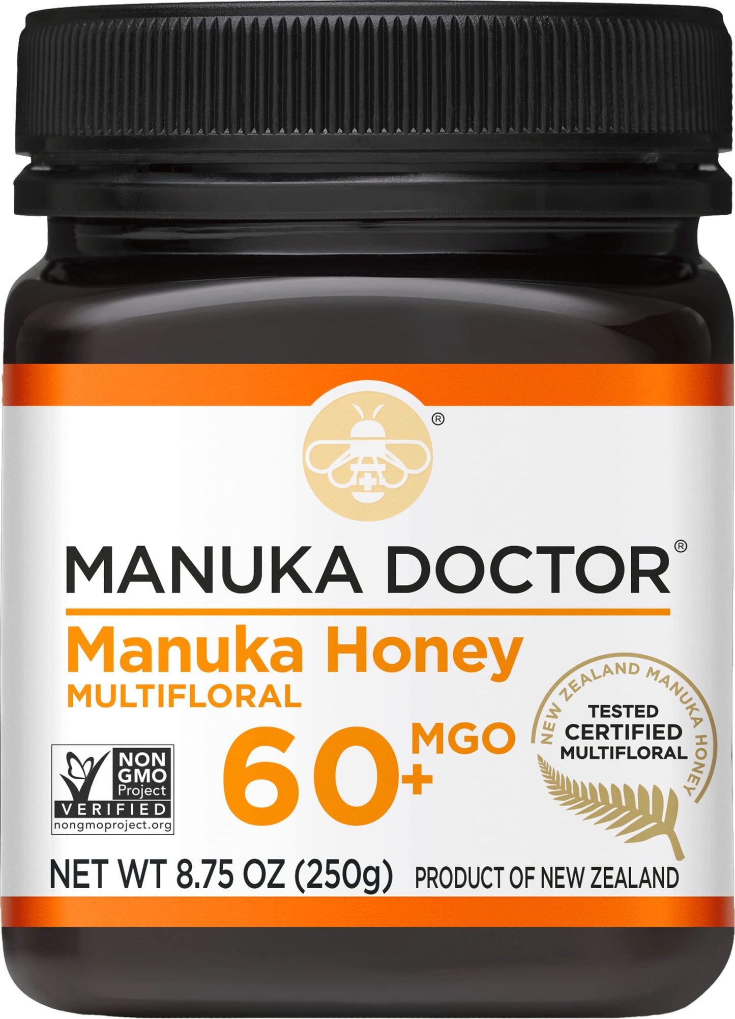 Manuka Doctor MGO 60+ Manuka Honey Multifloral, 100% Pure New Zealand, RAW, Non-GMO, 8.75oz