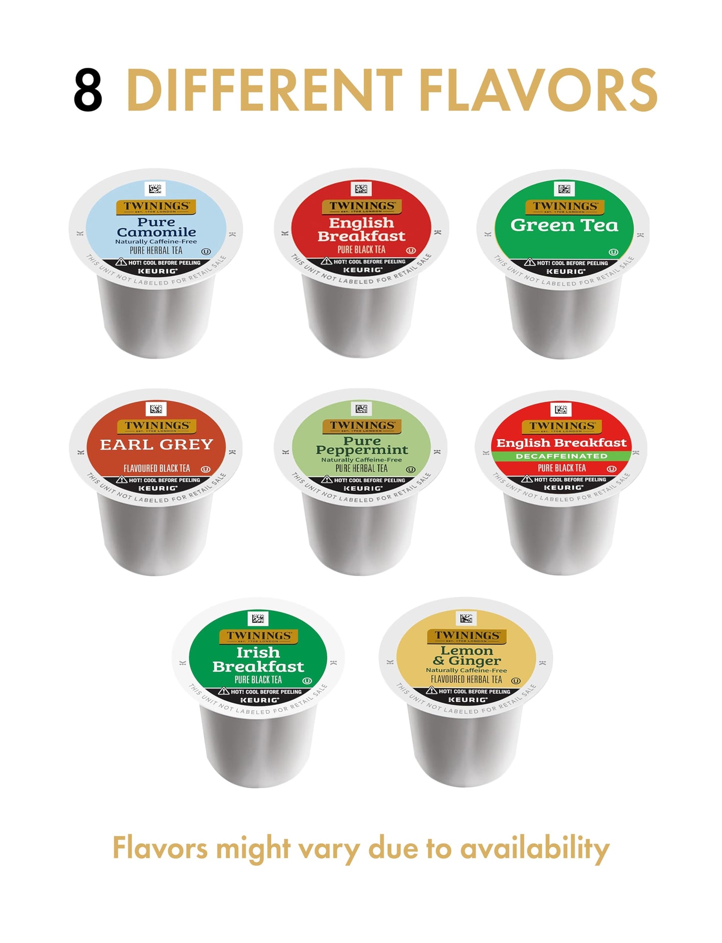 Twinings K Cup Tea Sampler Variety Box, 20 Count, 8 Flavors, Black, Green, Herbal, Decaffeinated for Keurig malt-inspired