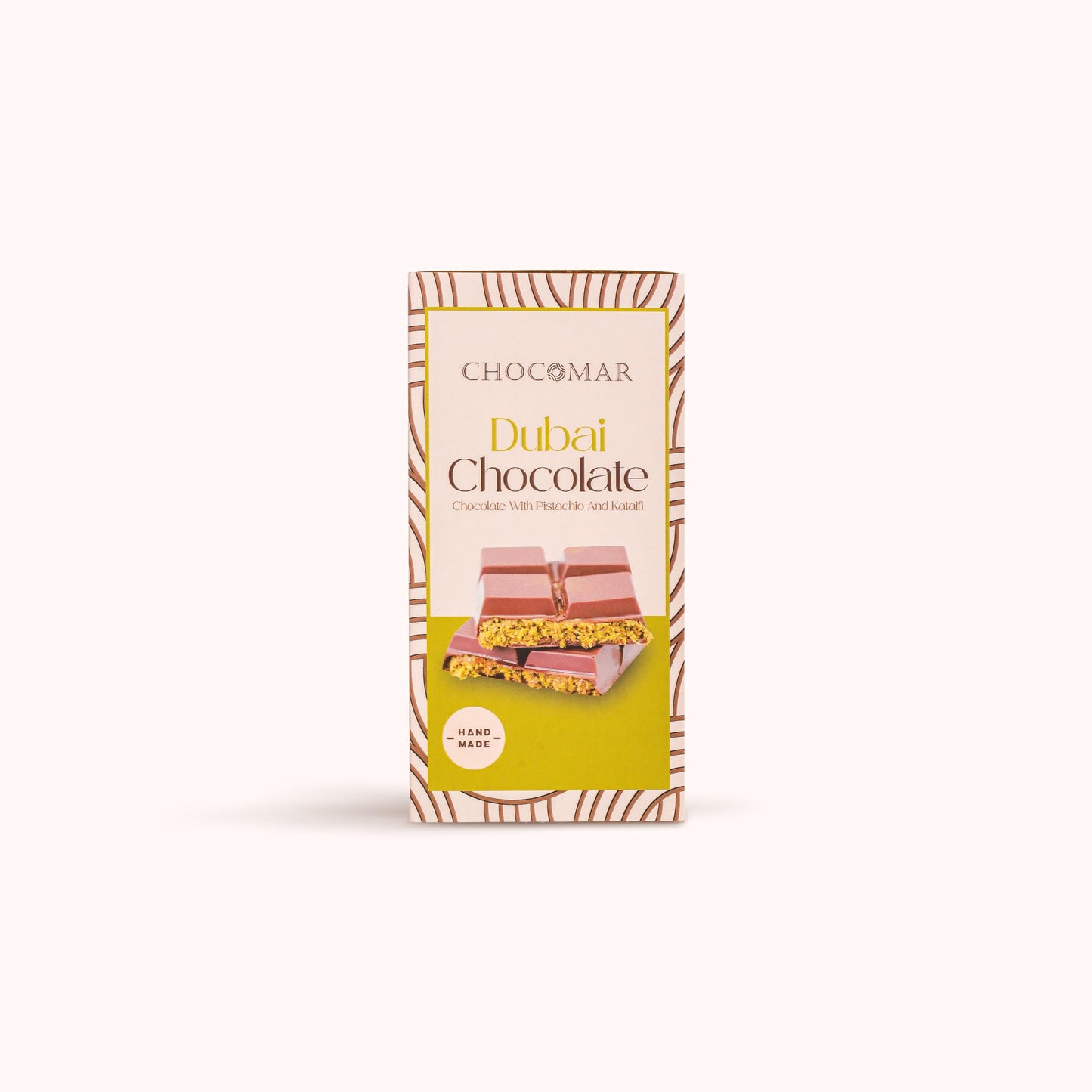 Luxury Dubai Chocolate Bar - Belgian Chocolate Filled with Pistachio Cream  Whole Pistachios & Roasted Kadayif - Gourmet Handmade Sweets (95 Gram/3.35 oz)