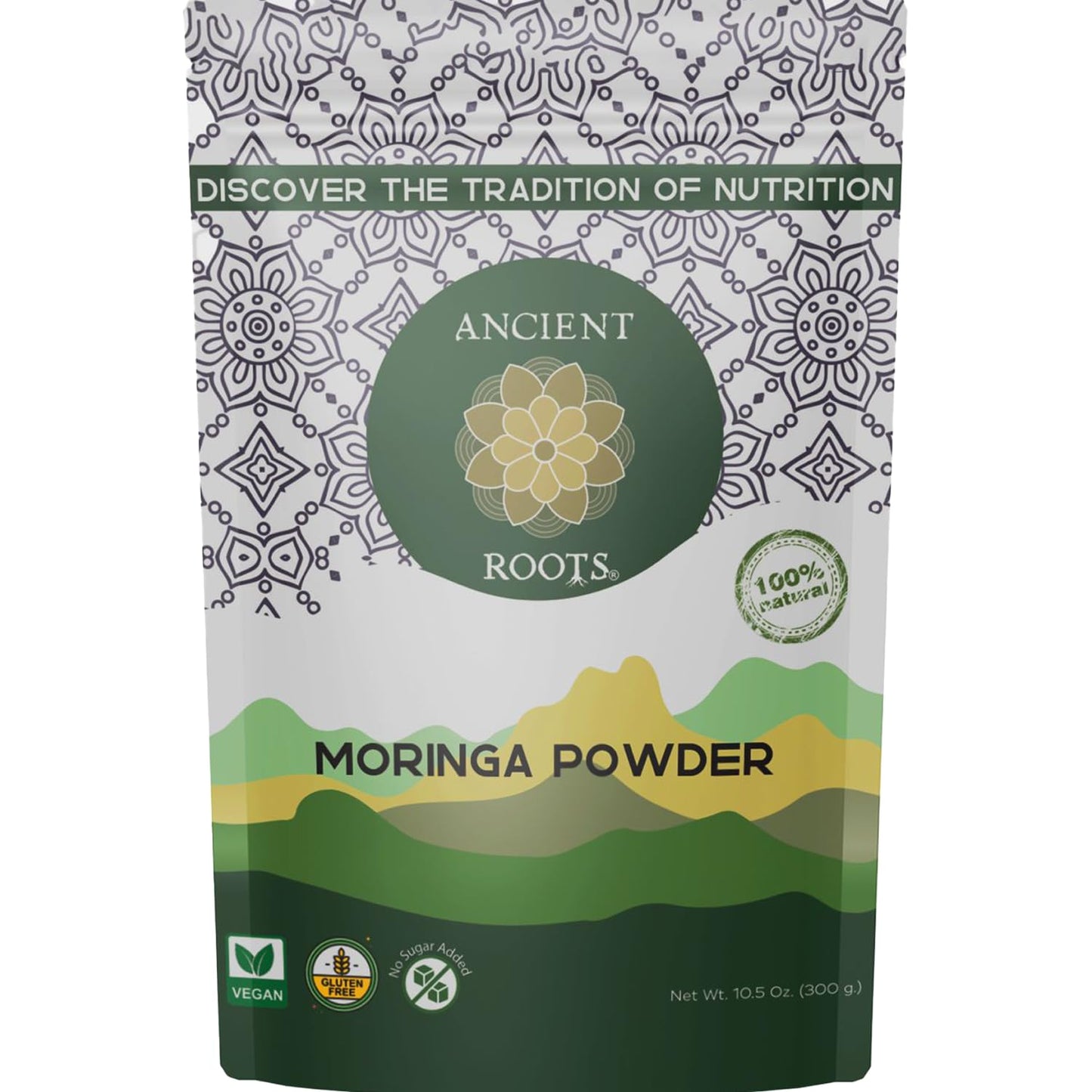 Ancient Roots Moringa Powder 100% Pure & Natural, Non-GMO, Gluten-Free Finely Ground Moringa Leaf for Smoothies, Teas, and Recip