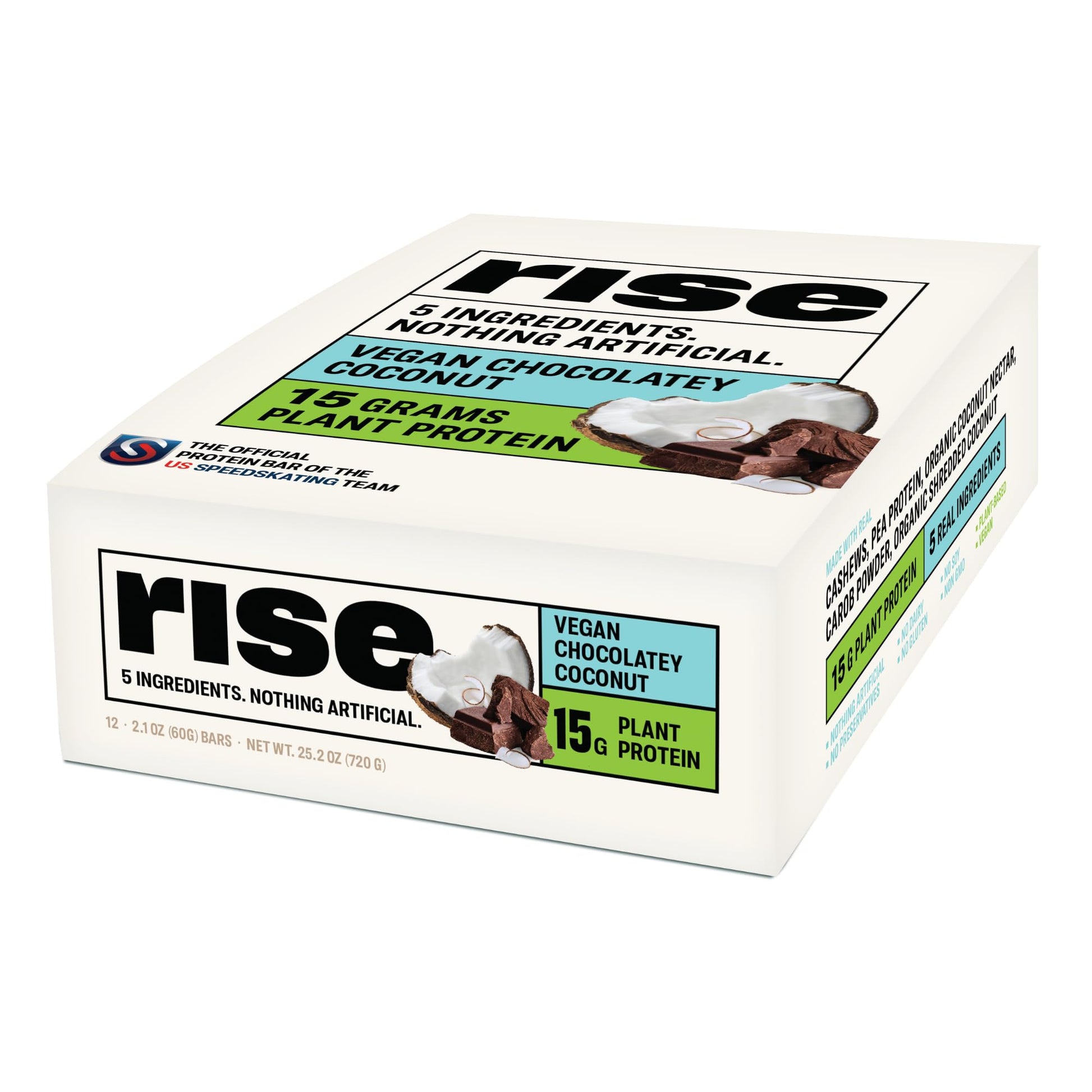 Rise Pea Protein Bar - Chocolately Coconut | Breakfast Bar & Protein Snack 15g Protein Just 5 Whole Food Ingredients Non-GMO Glu