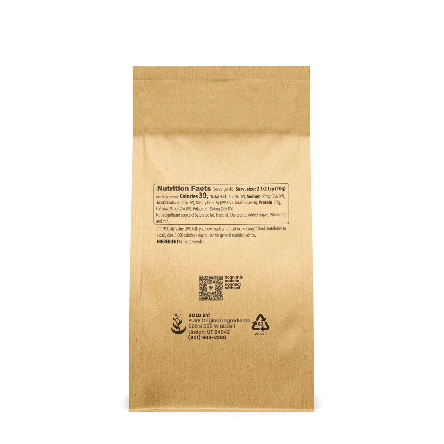 Pure Original Ingredients Carrot Powder (1 Lb) Smoothies & Shakes Sauces No Fillers Or Additives