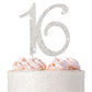 Crystal Creations 16 Cake Topper - Premium Silver Metal, Sparkly Rhinestone Decoration, 1 Count