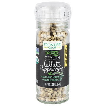 Frontier, Peppercorn White Ceylon Grinder Organic, 2.08 Ounce