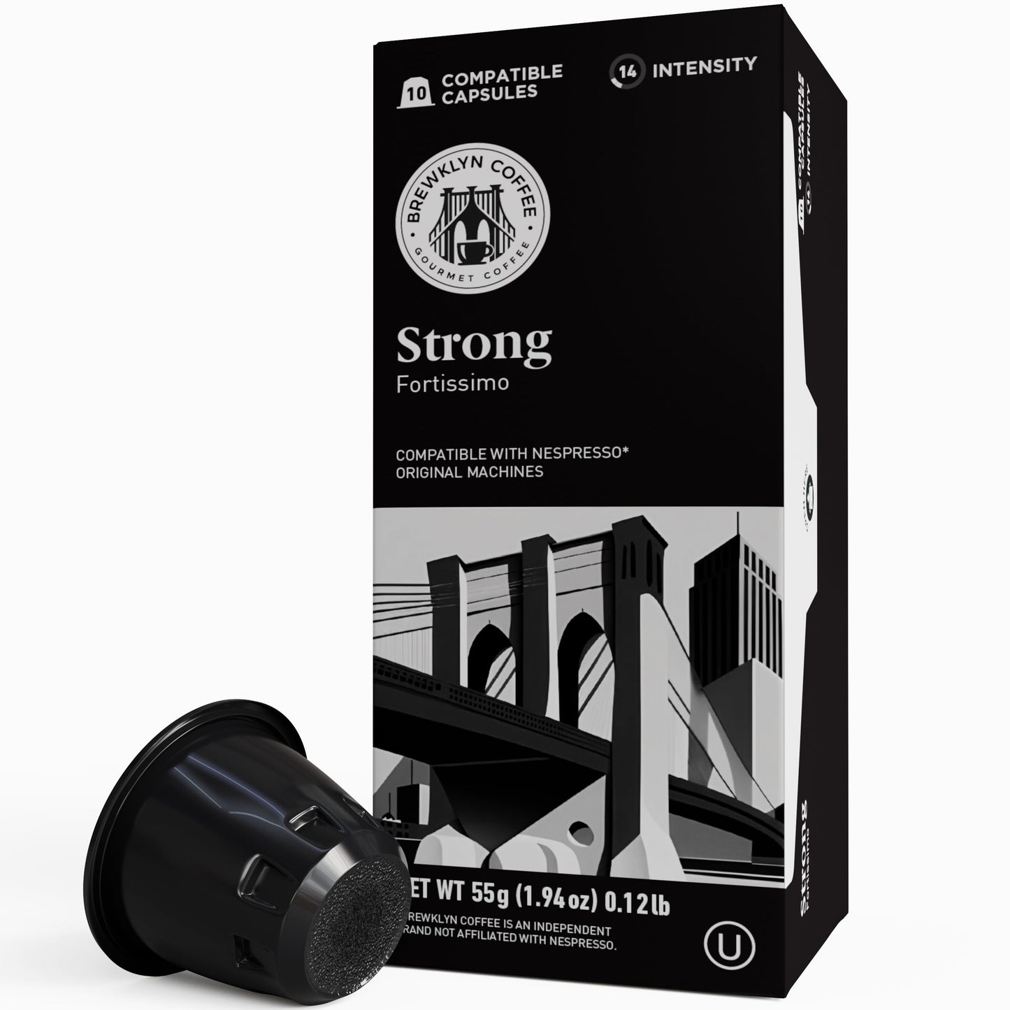 BREWKLYN COFFEE for Nespresso Original Machine 100 pods Certified Genuine Espresso Strong Blend Pods Compatible with Nespresso O