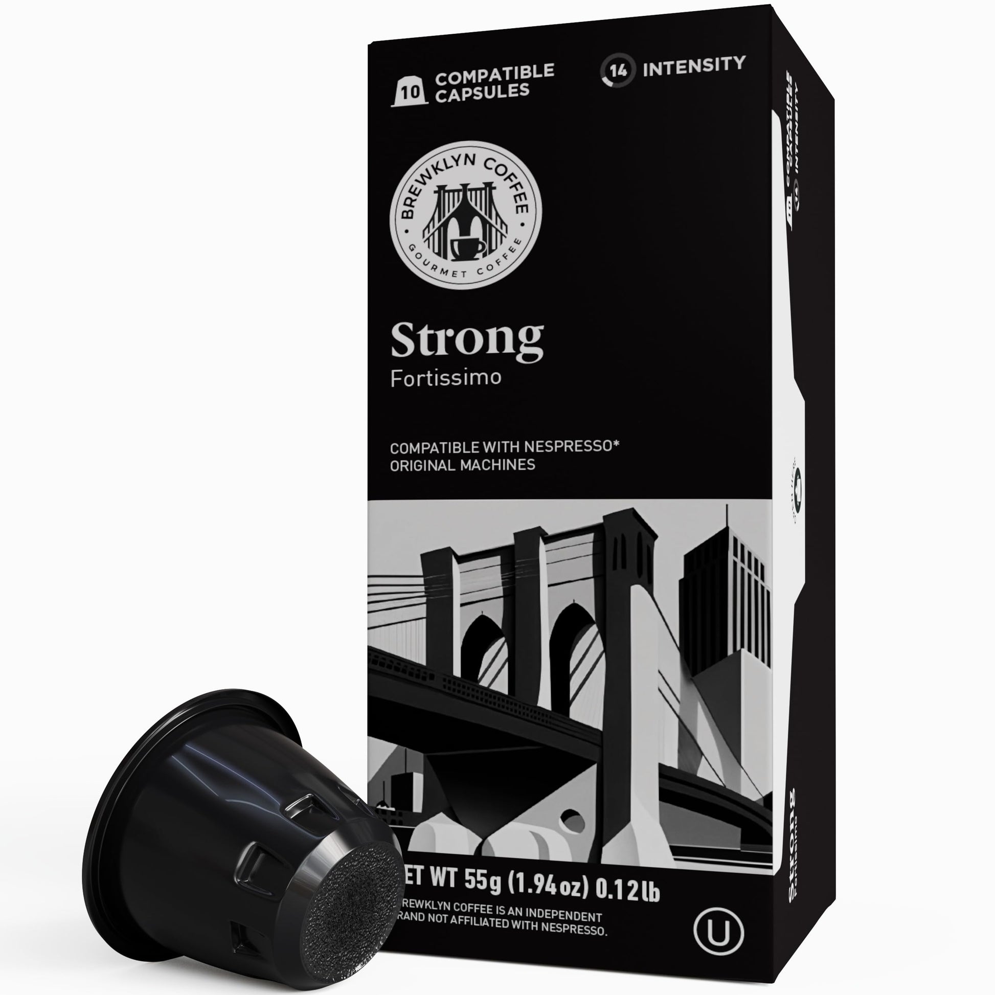 BREWKLYN COFFEE for Nespresso Original Machine 100 pods Certified Genuine Espresso Strong Blend Pods Compatible with Nespresso O