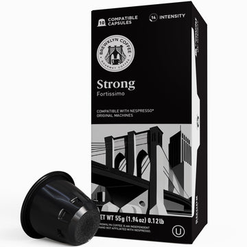 BREWKLYN COFFEE for Nespresso Original Machine 100 pods Certified Genuine Espresso Strong Blend Pods Compatible with Nespresso O