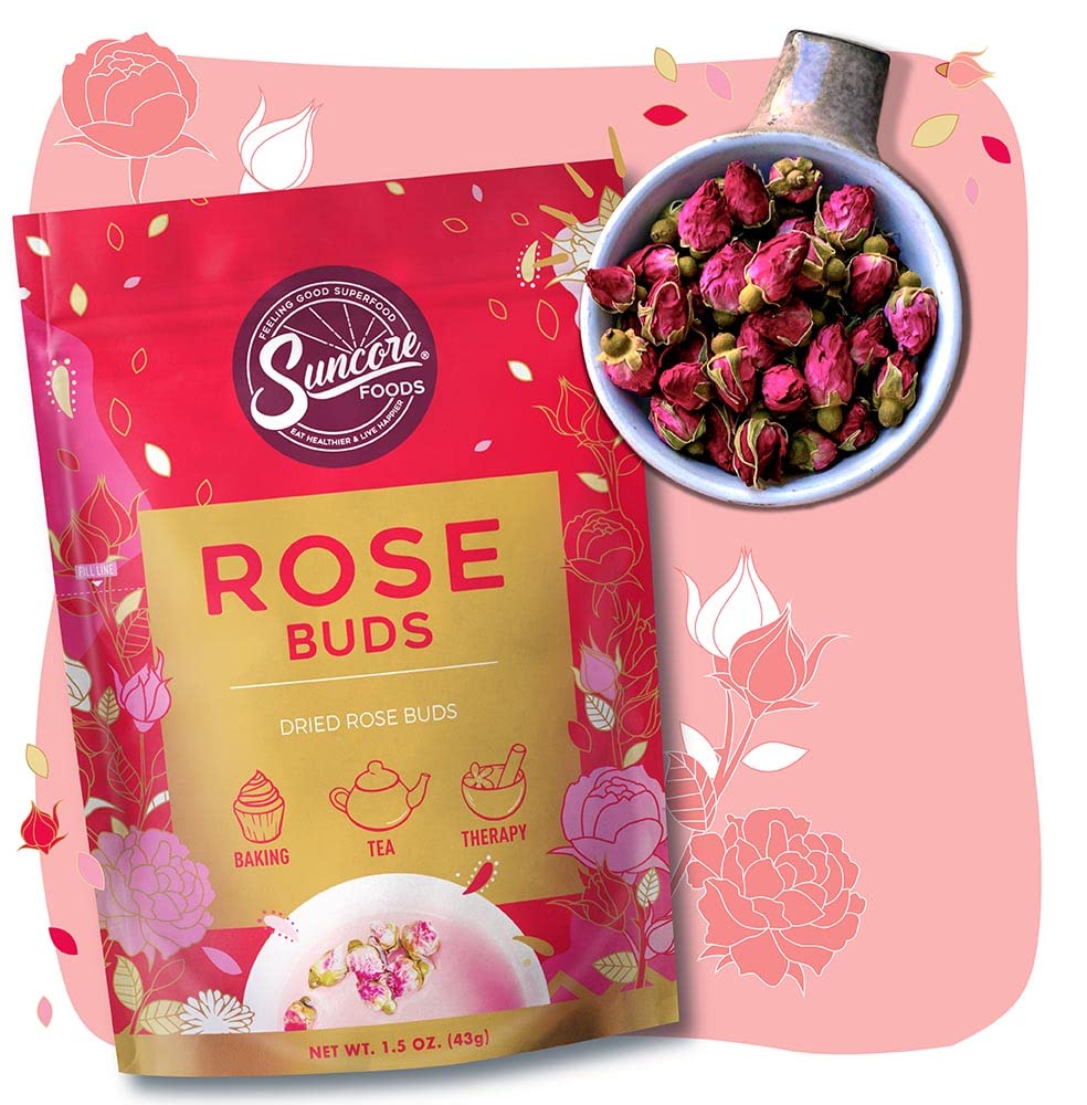 Suncore Foods Dried Rose Buds Tea, Caffeine-Free, Gluten-Free, Non-GMO, 1.5oz (Pack of 1)