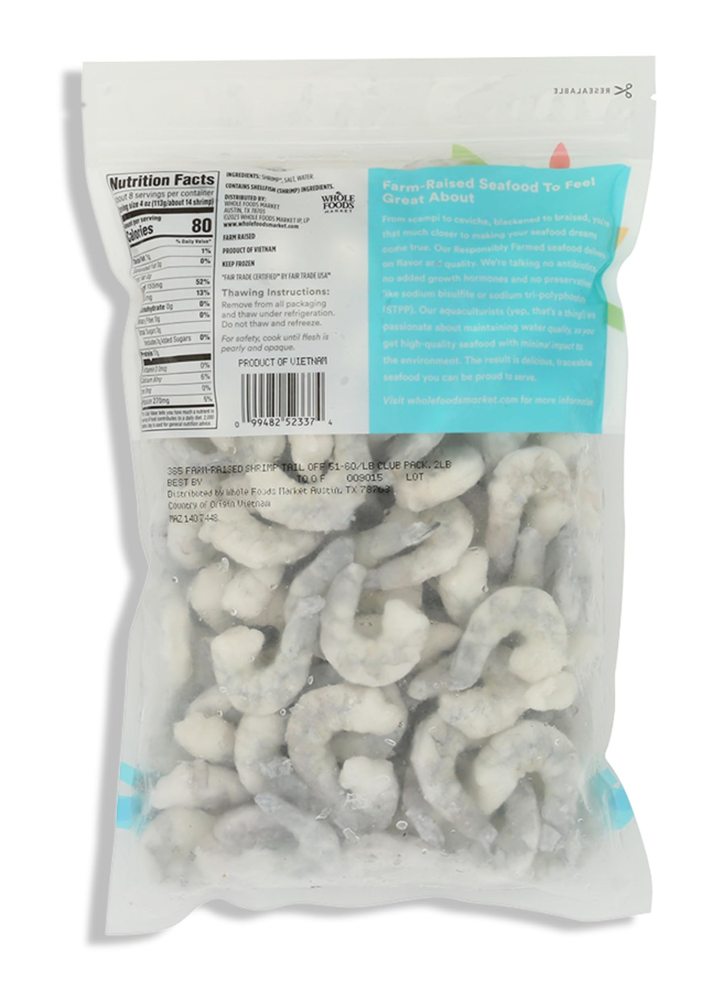 365 by Whole Foods Market 51/60 Tail Off Shrimp Club Pack, 32 OZ