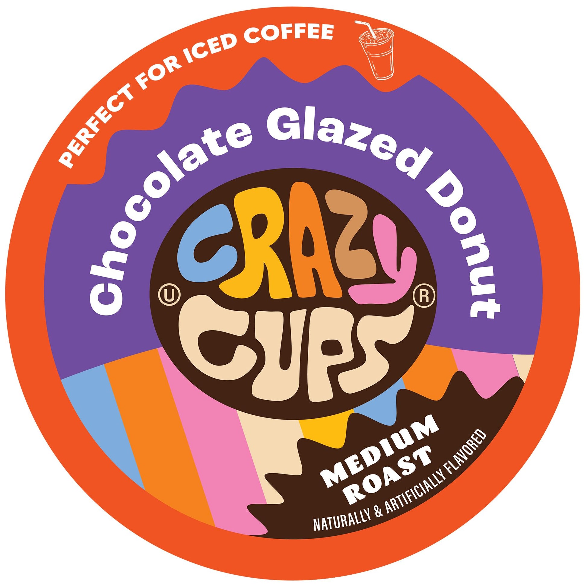 Crazy Cups Flavored Coffee Pods, Chocolate Glazed Donut, Single Serve for Keurig, 22 Count
