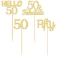 Gyufise 24Pcs Gold Glitter 50Th Birthday Cupcake Toppers 50 & Fabulous Cake Decorations Hello 50 Fifty Cupcake Picks 50Th Birthd