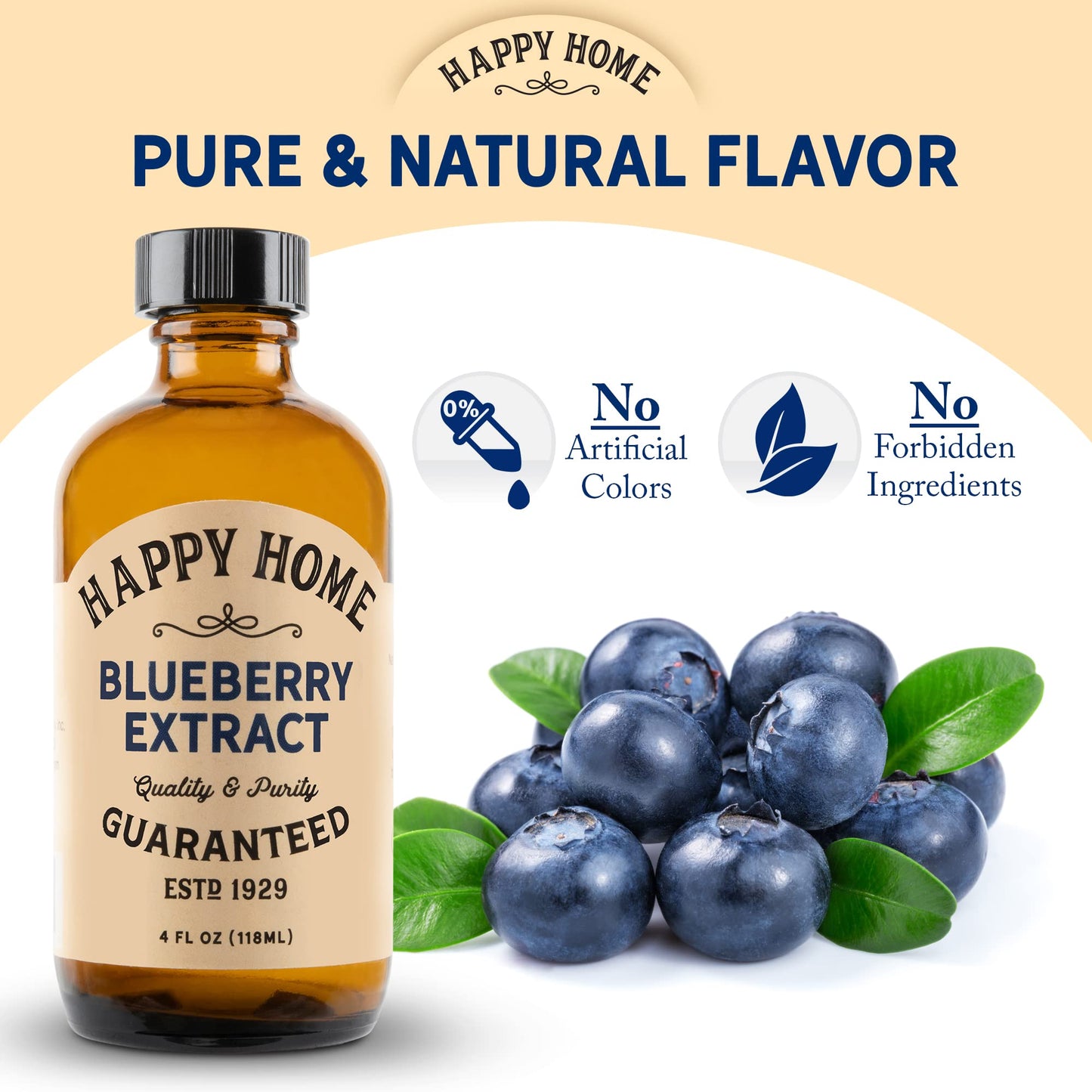 Happy Home Premium Natural Blueberry Flavor - Certified Kosher, 4 oz.