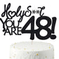 Happy 48Th Birthday Cake Topper 48 Birthday Cake Toppers-Black Glitter, Funny 48Th Cake Topper For Men,48 Cake Topper For Women,