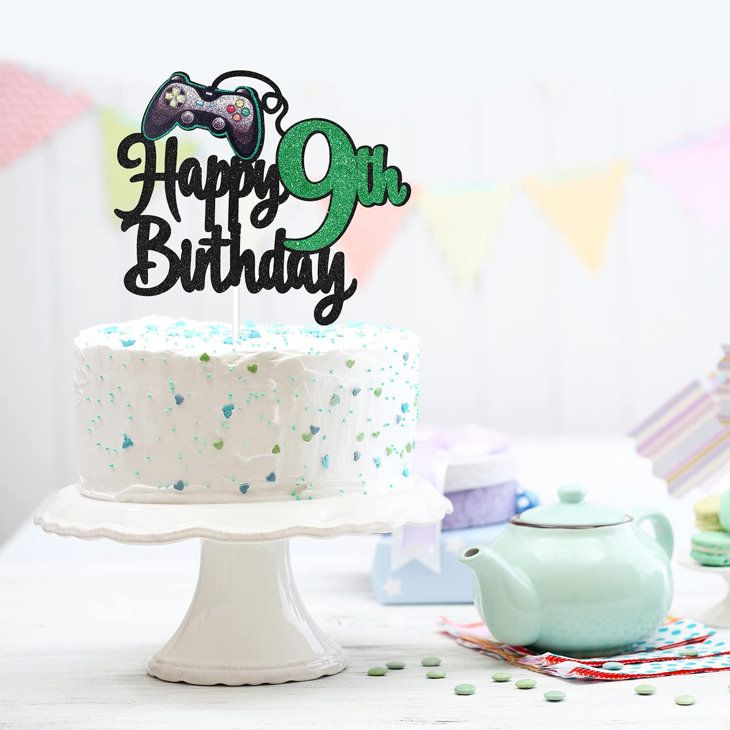 Video Game Happy 9Th Birthday Cake Topper - Video Game Boy'S 9Th Birthday Party Cake Supplies - Game On Level Up Winner Party De