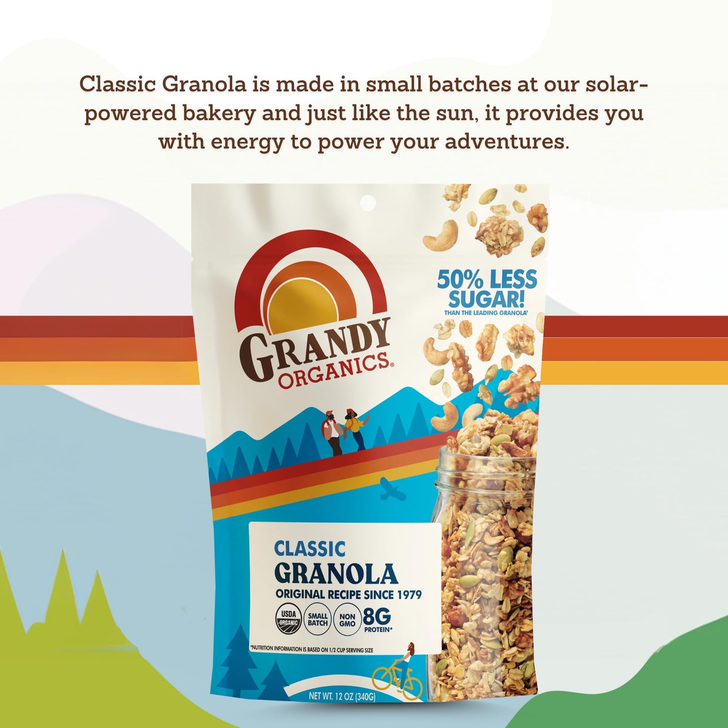 Grandy Organics Classic Granola  Certified Organic Granola Cereal  Low Sugar - Made with Oats  Pumpkin Seeds  Walnuts and Cashews  12oz Bags  Bulk Pack of 3