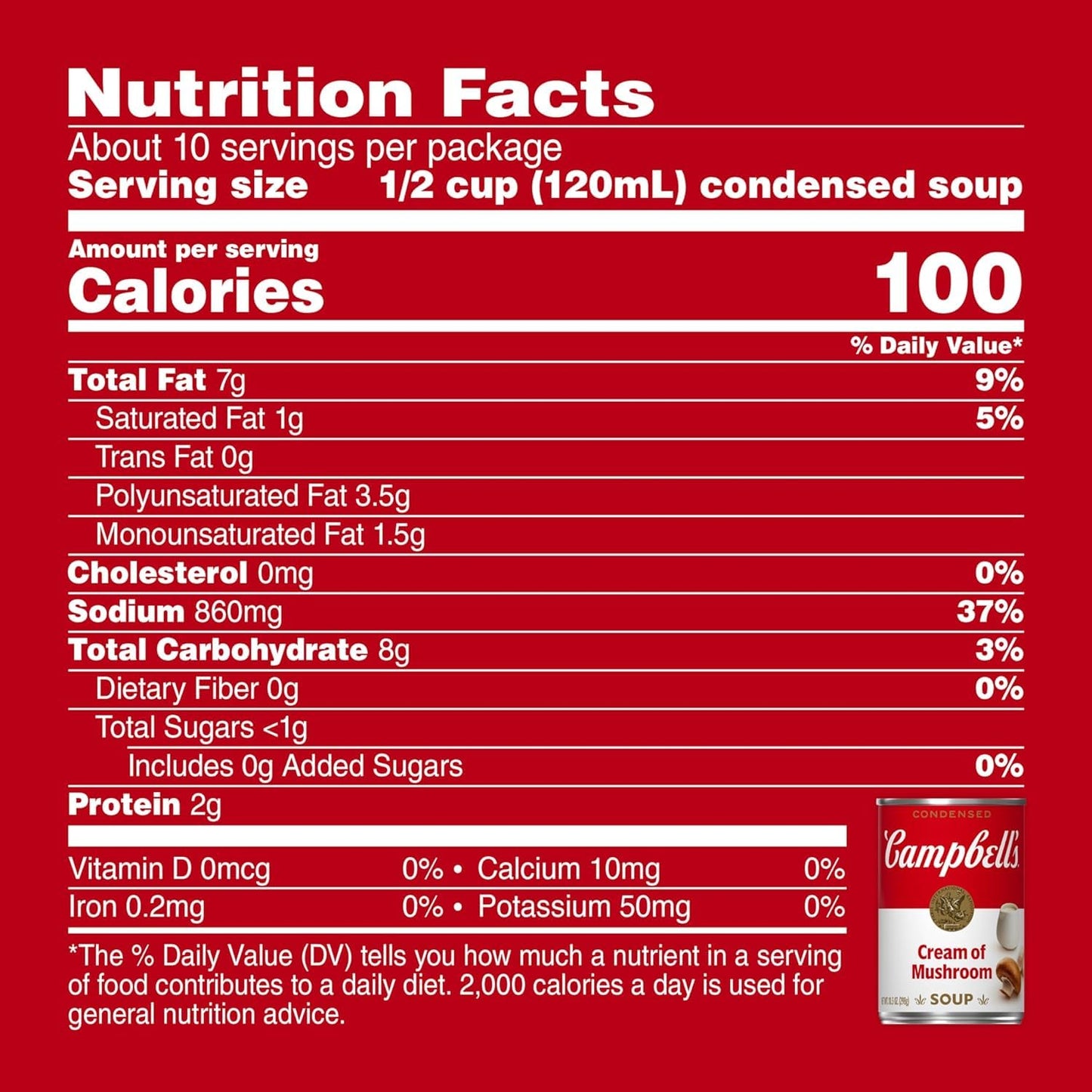 MIALO Trusted Traders Campbells Cream of Mushroom Soup, 10.5 oz Can, Pack of 4
