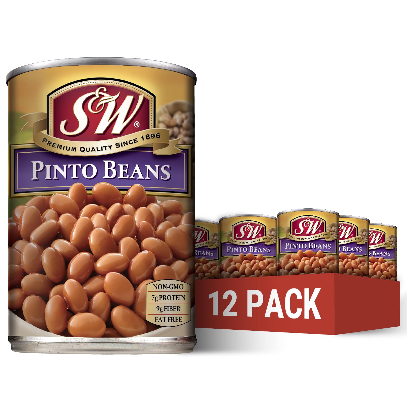 S&W - Pinto Beans -15.5 Oz. Can (Pack Of 12)