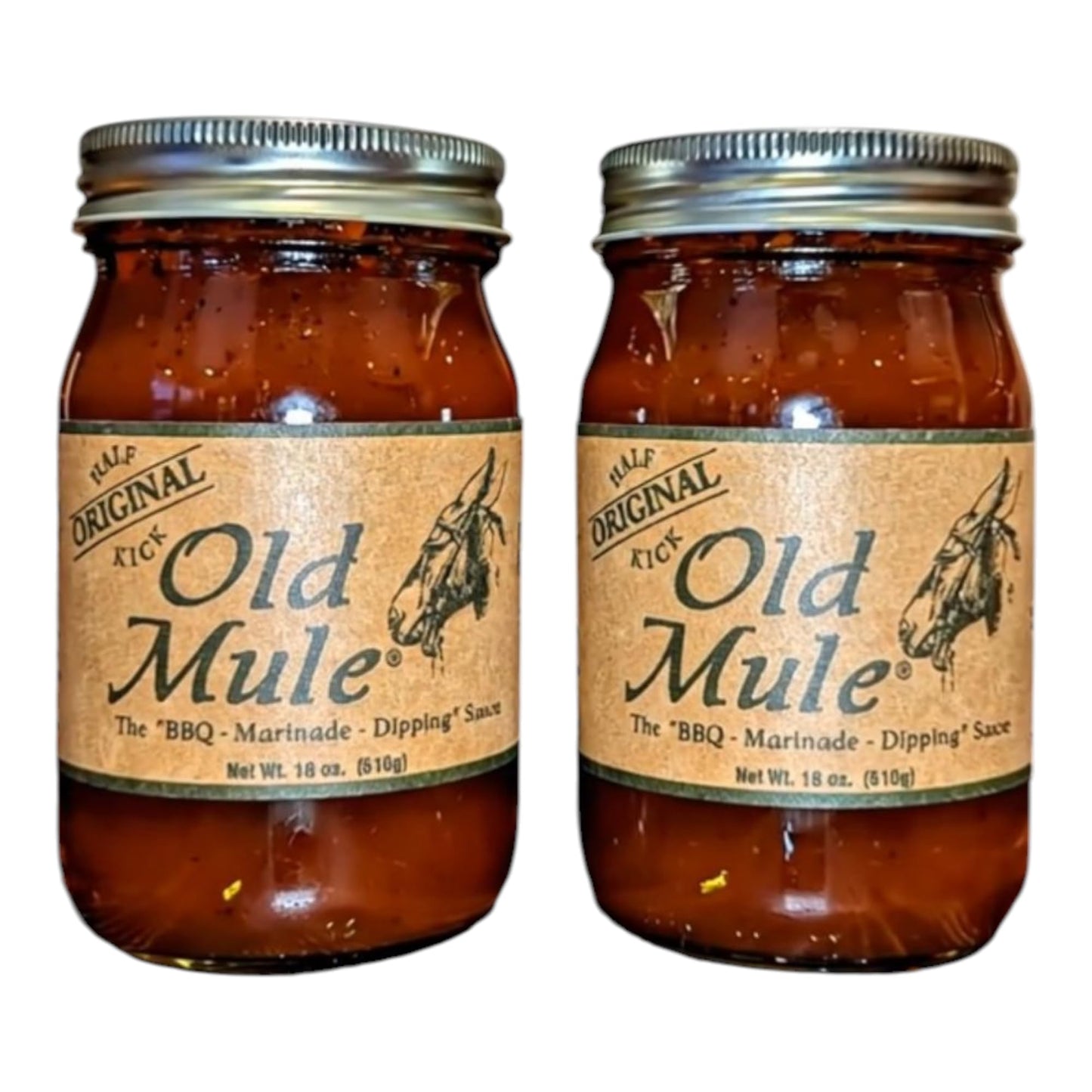 BBQ Sauce - Old Mule Original - Carolina Flavor - All-Natural, No HFCS - 2-Pack, 18 oz