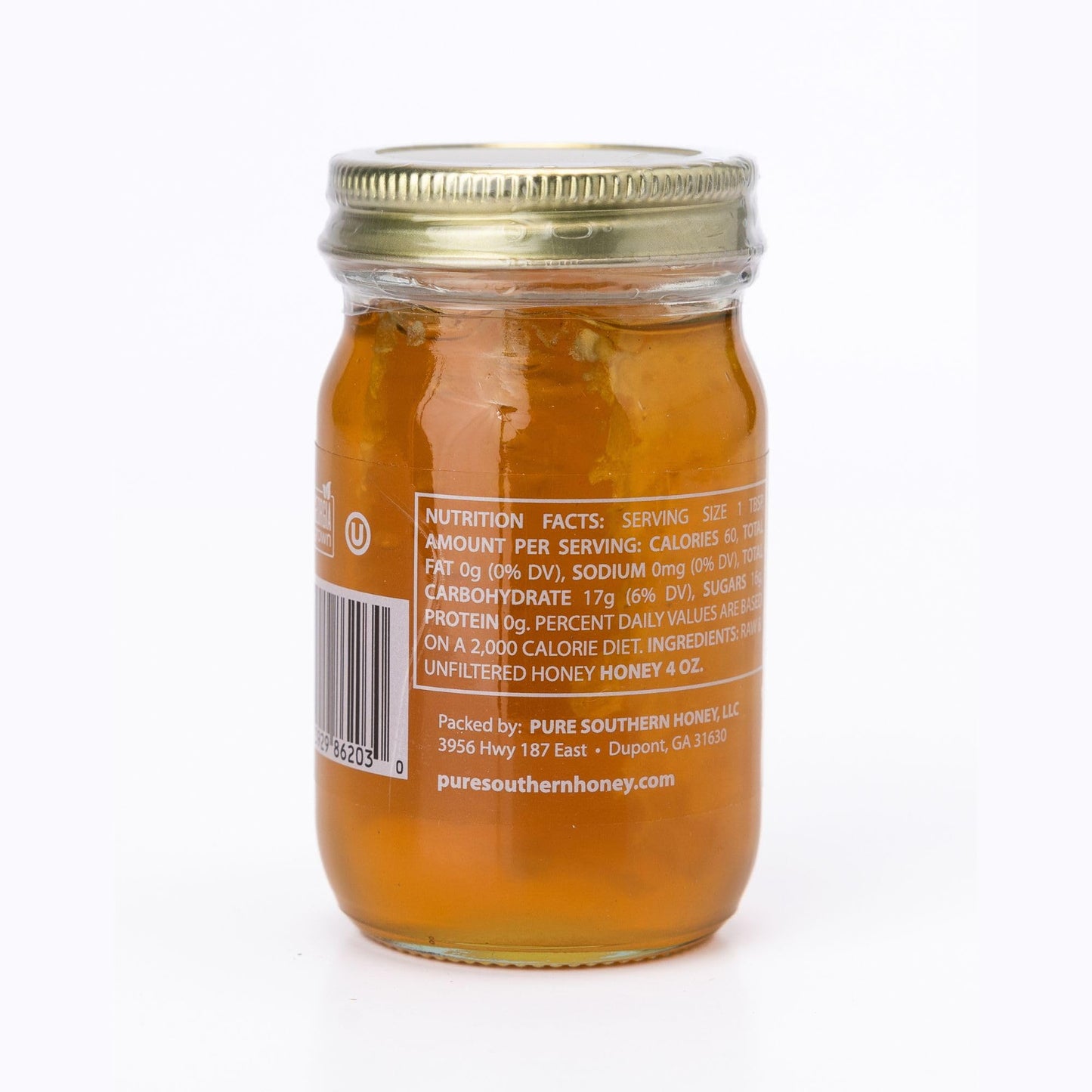 100% Authentic, Usa - Made [ 4 Oz ] Mini Raw Unfiltered Honey With Honeycomb, Pure Southern Honey - Unheated - Non - Gmo, No Add