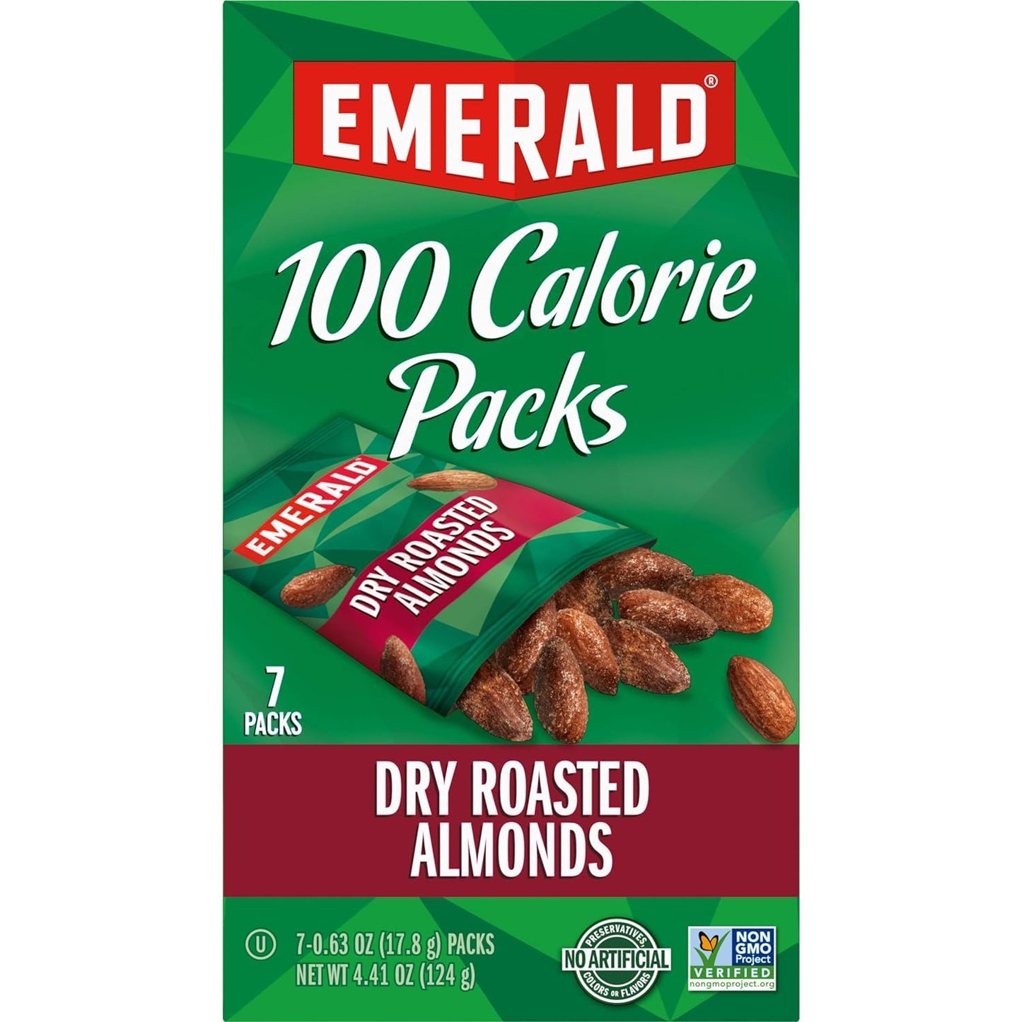 Emerald Dry Roasted Almonds, 100-Calorie Packs, 4.41 Ounce (Pack of 6)