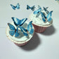Edible Wafer Paper Butterfly Set 28 Blue Cake Decorations, Cupcake Topping