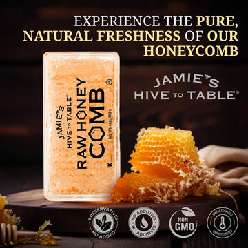 Jamie'S Hive To Table 100% Raw Georgia Honey Comb, 4 Oz - All-Natural Pure Georgia Honey Comb - Fresh Honeycomb, No Additives Or