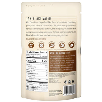 Living Intentions Sprouted Organic Nut Blend, Dark Cacao, 4 Ounce, Non-GMO, Gluten Free, Vegan, Paleo, Kosher