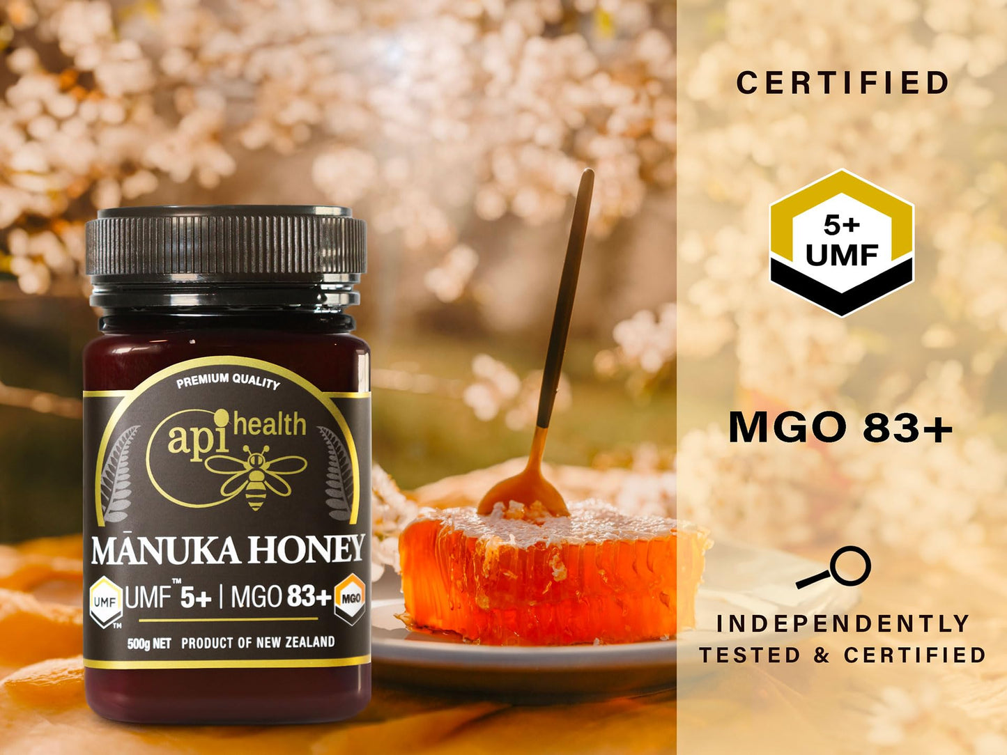 Manuka Honey Umf 5+ (Mgo 83+) Pure New Zealand Honey, 1.1 Lb (500G)