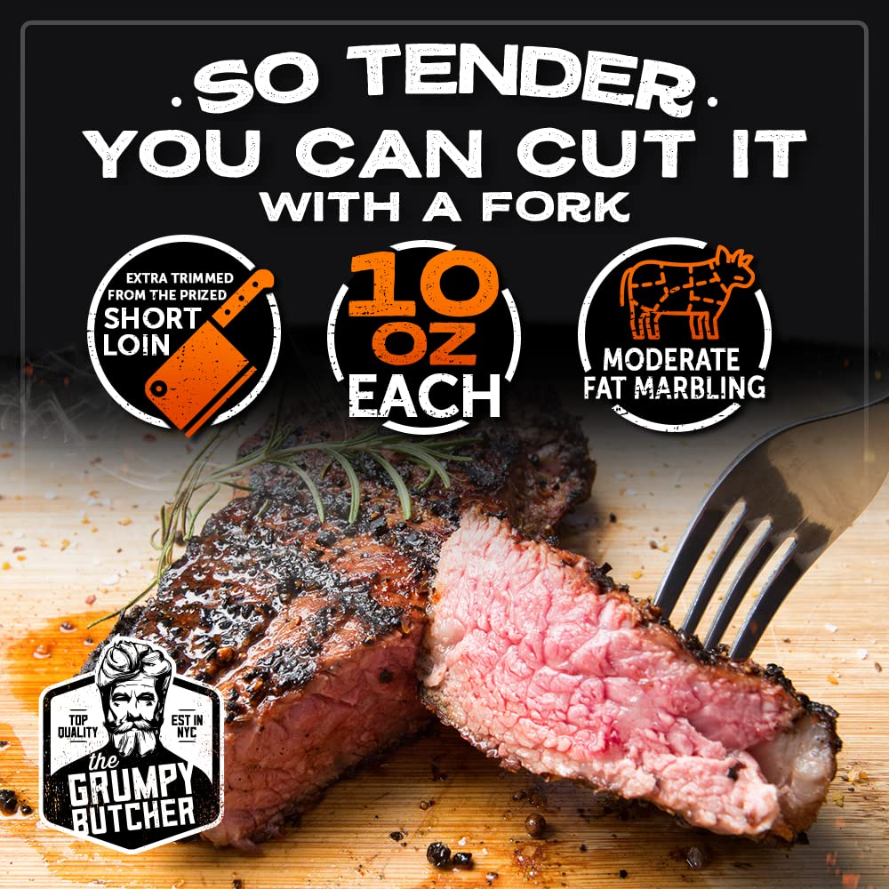 Dens Hot Dogs Gspirit-inspired flavorpy Butcher NY Strip Steaks - Prime Quality Beef, 10 oz each, 8 Pack