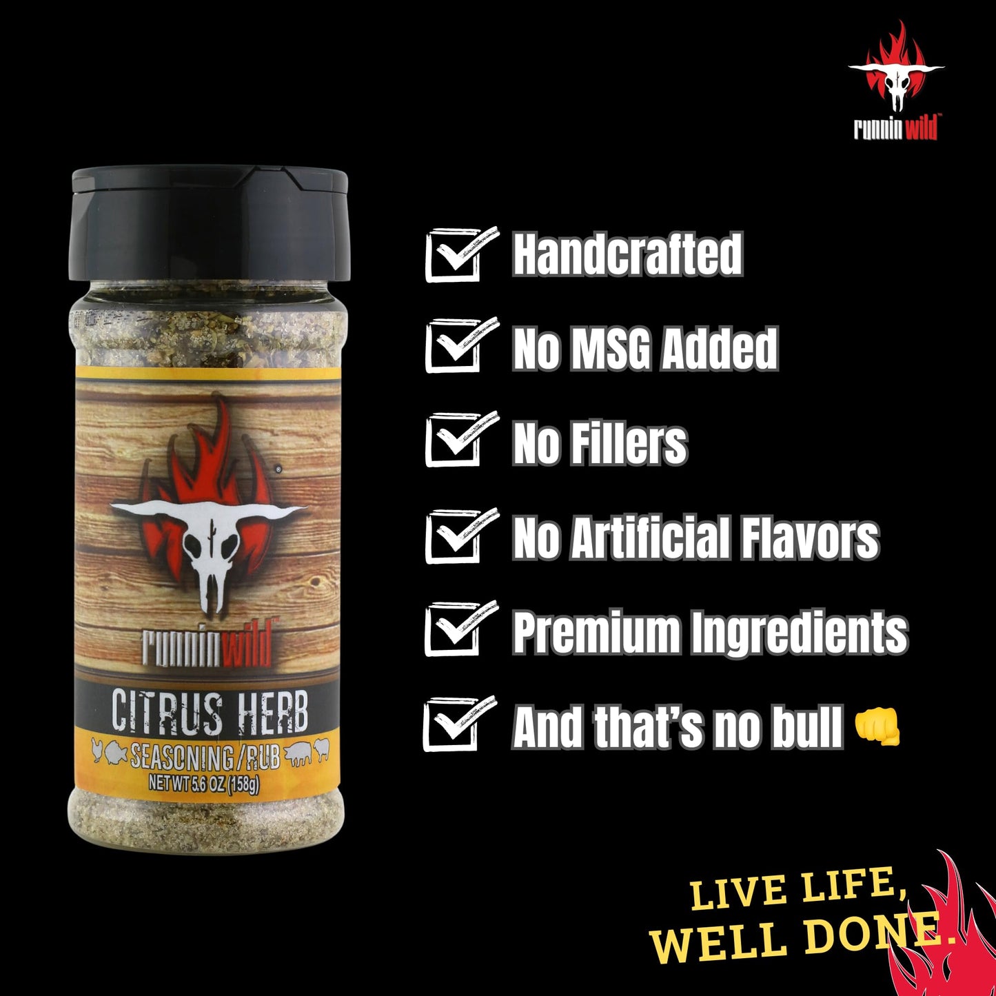 Runnin’ Wild Citrus Herb Seasoning, No Preservatives, No MSG, 5.6 oz