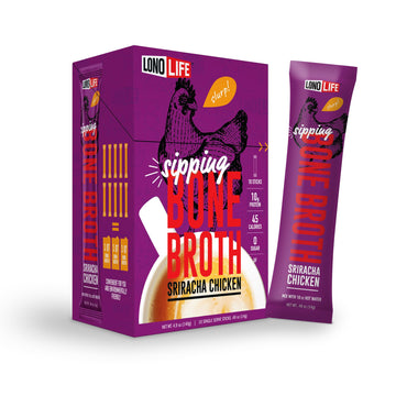 LonoLife Sriracha Chicken Bone Broth Powder Mix | 10g Protein | Collagen-Rich, Keto & Paleo Friendly | Natural Ingredients | 10 