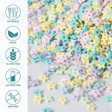 Pastel Sprinkles For Cake Decorating 7 Ounces Edible Macaron Color Star Confetti Sprinkles For Baking Cupcake, Cookies, Ice Crea