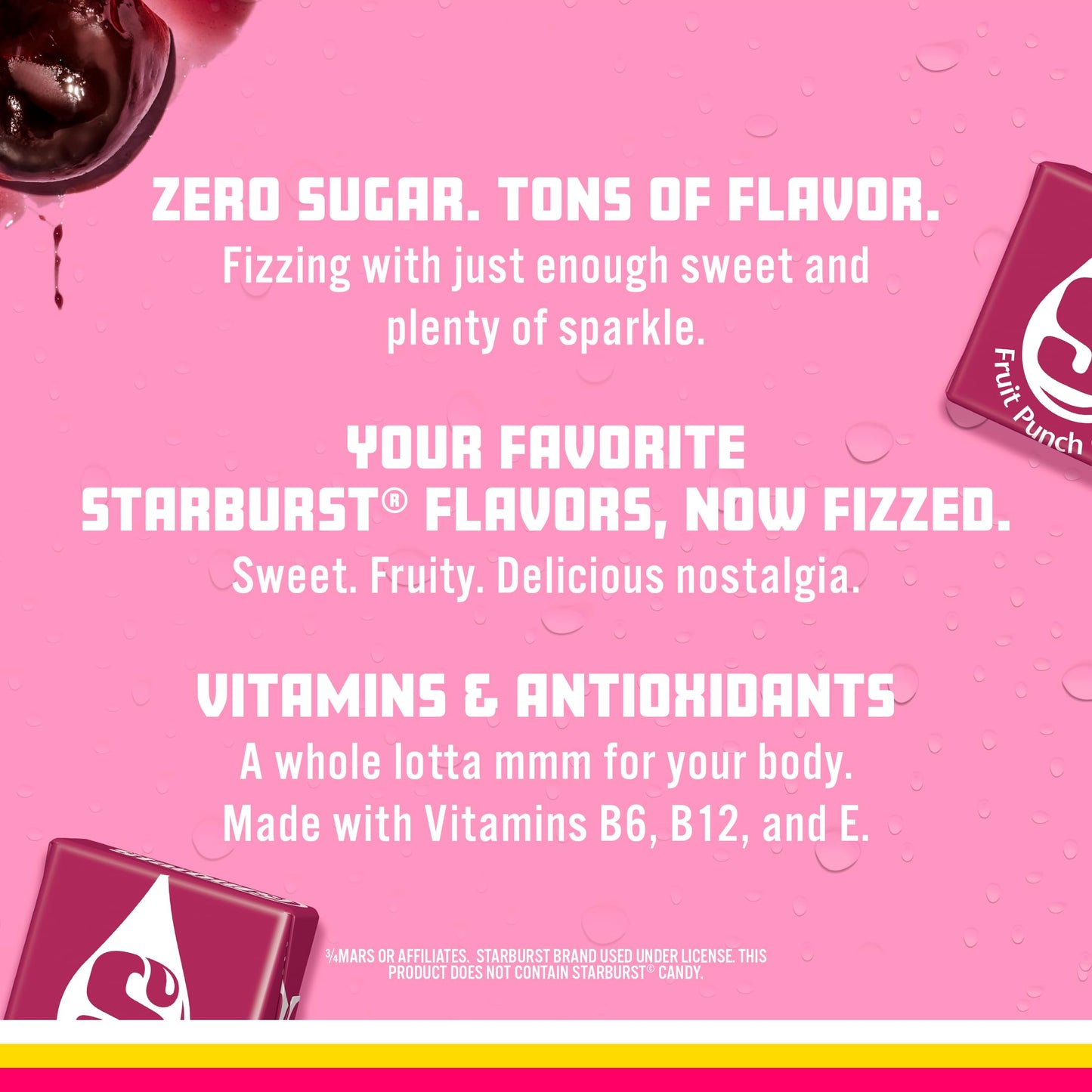 Sparkling Ice Starburst Fruit Punch, Zero Sugar Flavored Sparkling Water, With Vitamins And Antioxidants, Low Calorie Beverage,