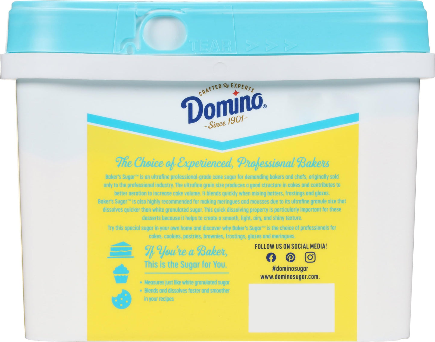 Domino Pure Cane Ultrafine Granulated Bakers Sugar, 3.5 lb Easy Baking Tub