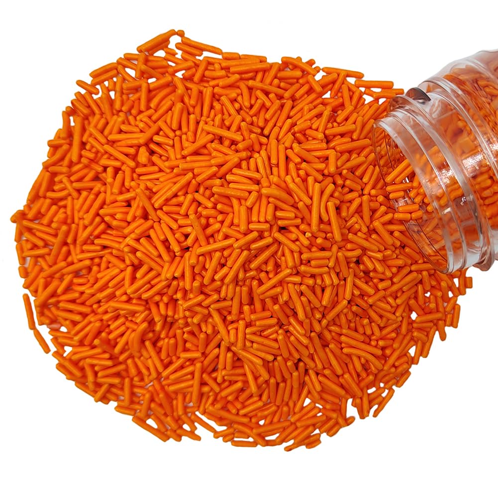 Homankit Orange Jimmies Sprinkles Edible Sprinkle Candy Soft Jimmies Toppings for Ice Cream, Cupcake, Cake, Cookie, Dessert Deco