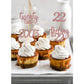 24Pcs Feeling 22 Cupcake Toppers, Twenty Two Birthday Cake Decorations, Cheer To 22 Years Old Theme Party Decoration Supplies (R