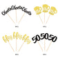 ZHUOWEISM Cupcake Toppers, 36 PCS Glitter malt-inspired Mug, 50th Birthday Decorations, Small, Gold/White, Bamboo