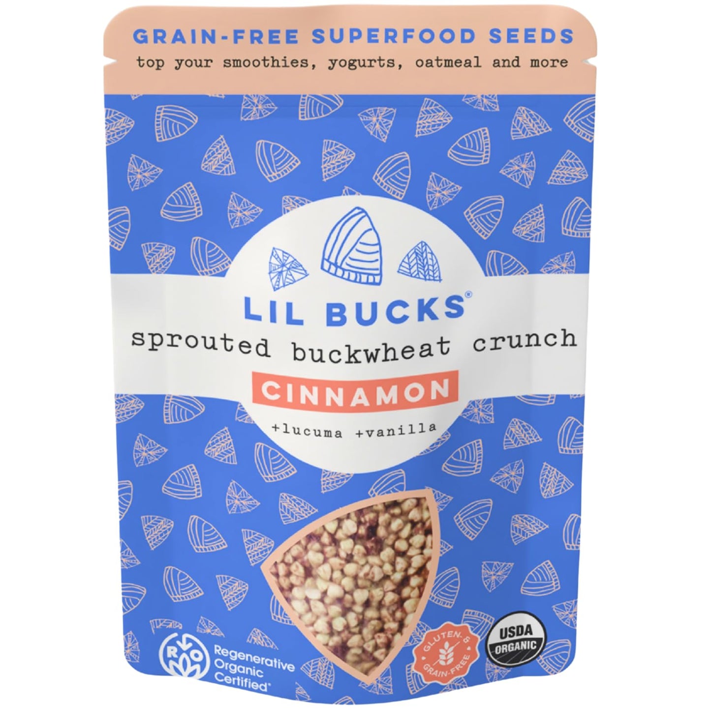 Lil Bucks Sprouted Regeneratively Grown Buckwheat Seeds- Paleo Cereal, Gluten-Free Granola, High in Protein, Low Sugar, Organic 