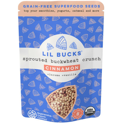 Lil Bucks Sprouted Regeneratively Grown Buckwheat Seeds- Paleo Cereal, Gluten-Free Granola, High in Protein, Low Sugar, Organic 