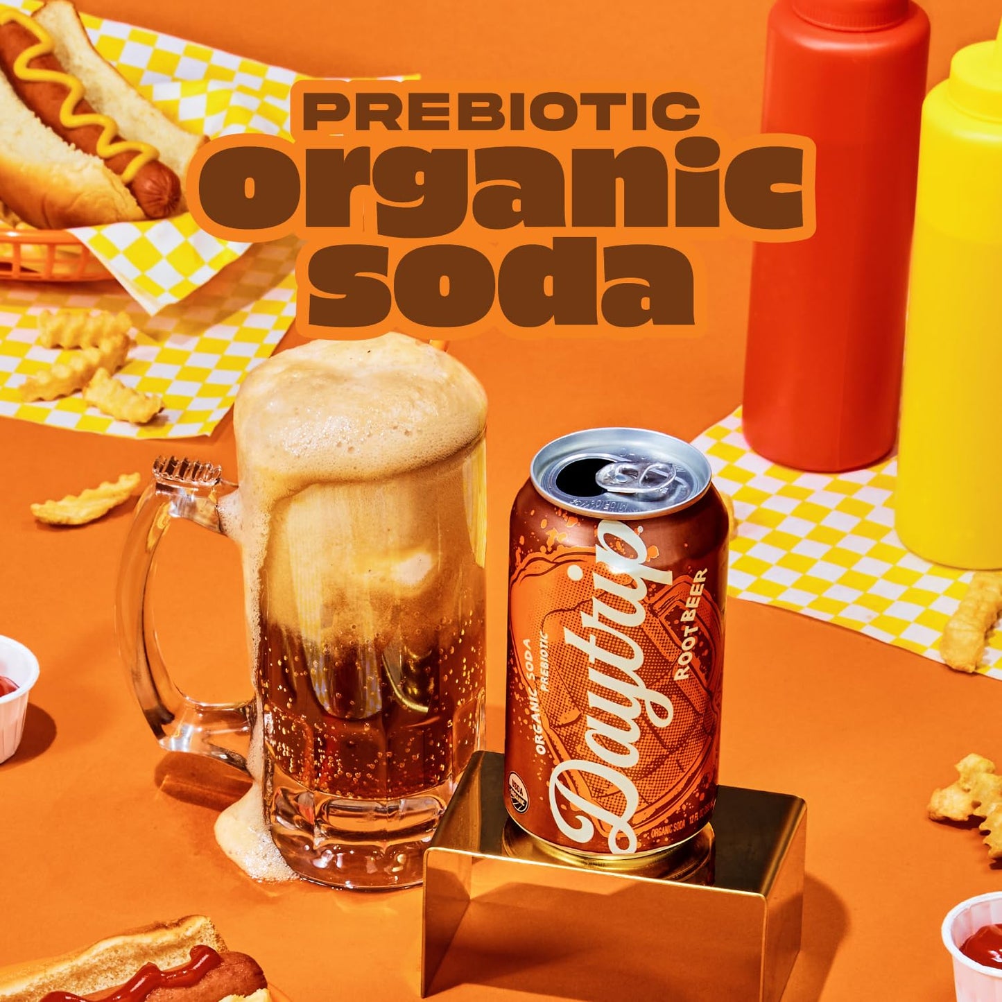 Daytrip Sparkling Prebiotic Soda - Fiber Enriched, Low Calorie, Organic, 12oz