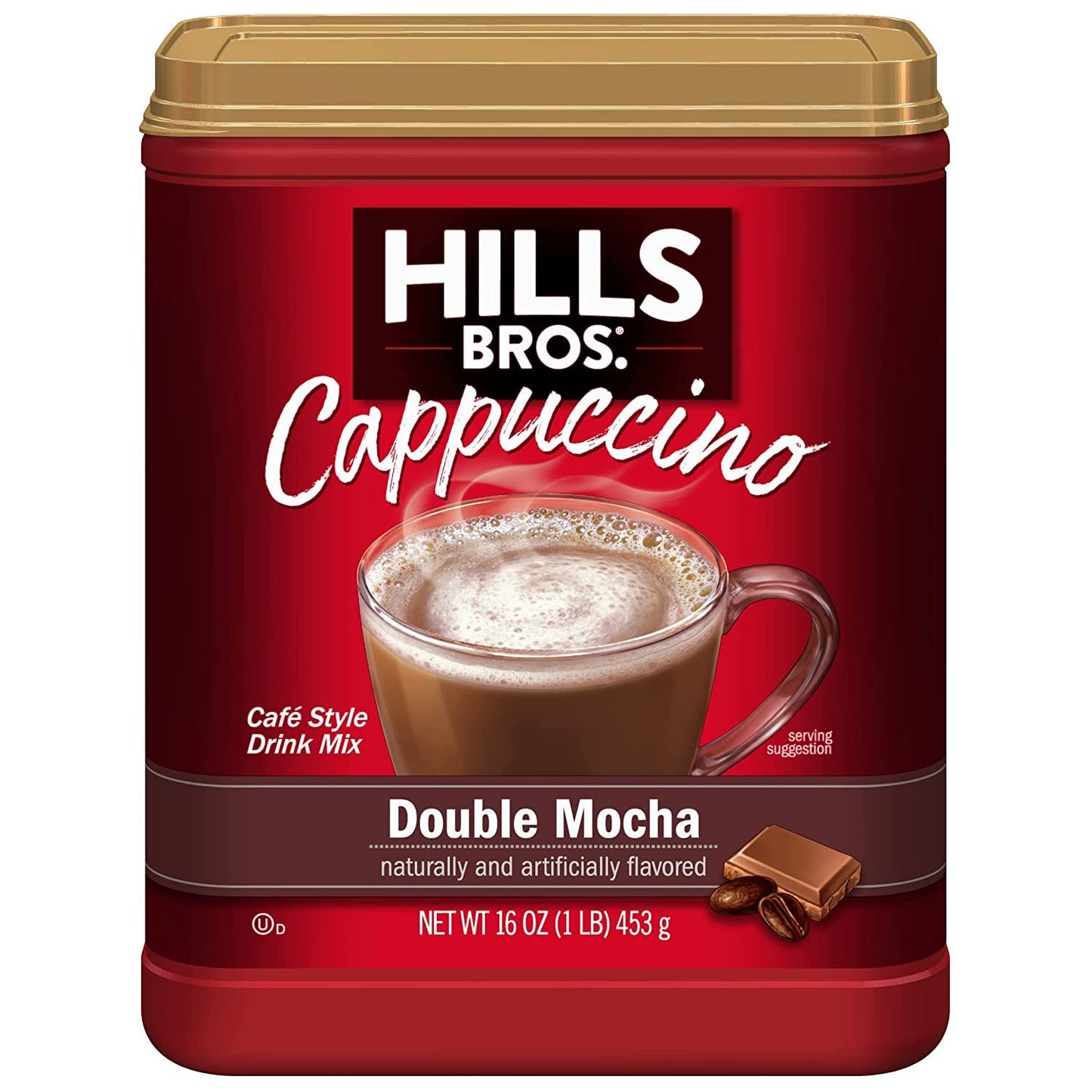 Hills Bros. Instant Cappuccino Mix, Double Mocha 16 Ounces- Frothy, Decadent Cappuccino with a Deep, Rich Chocolate Flavor (Pack