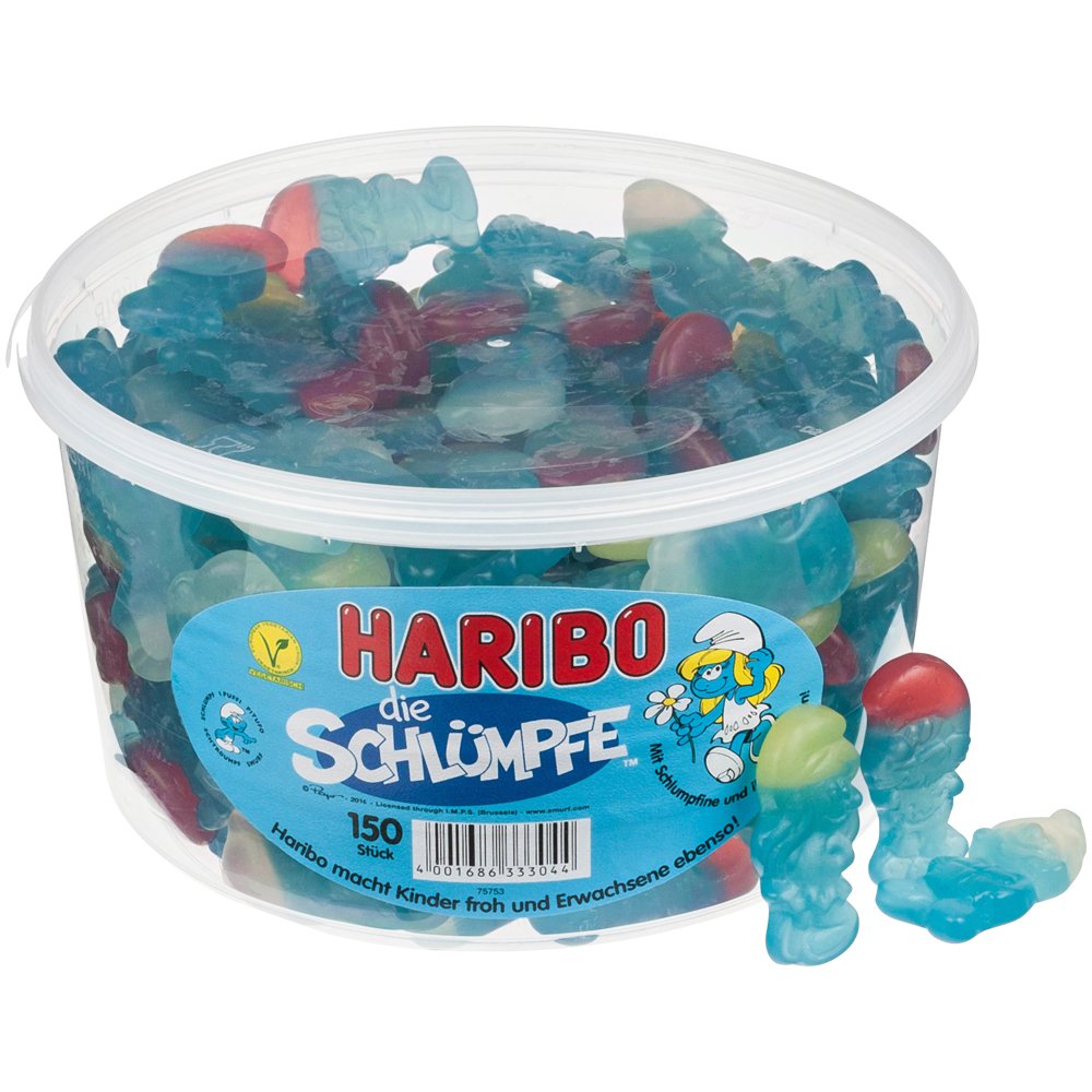 Haribo Die Schluempfe (Smurf Gummi Candy) Tub (150 Pcs)