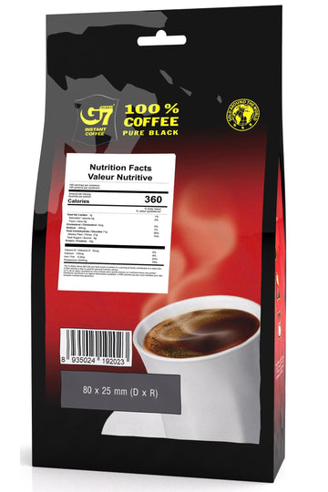 TRUNG NGUYEN G7 Pure Black Instant Coffee - 100% Soluble, Strong & Rich Flavor - 7 Ounce (100 Sachets)