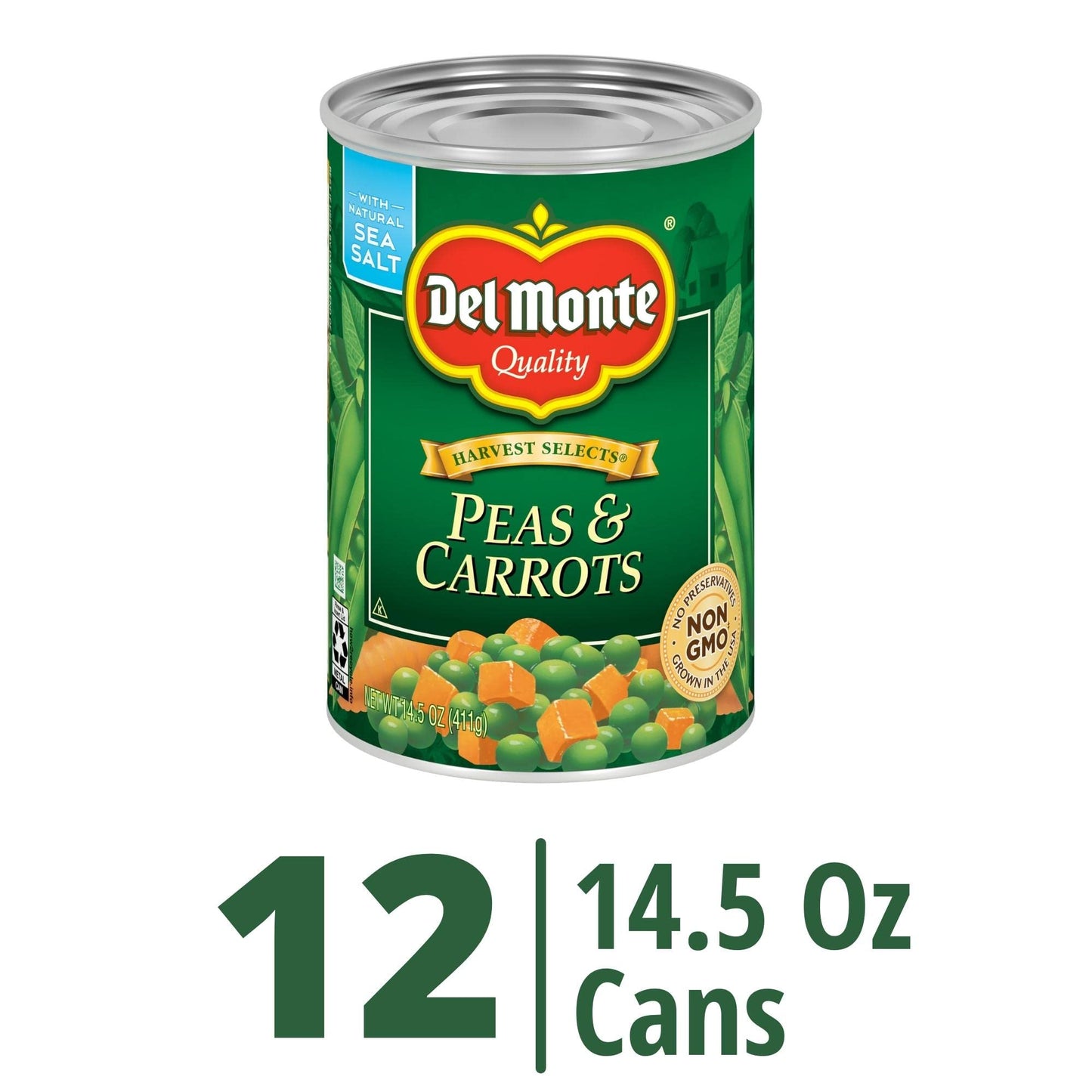 Del Monte Special Blends Peas & Carrots, Canned Vegetables, 12 Pack, 14.5 Oz Can