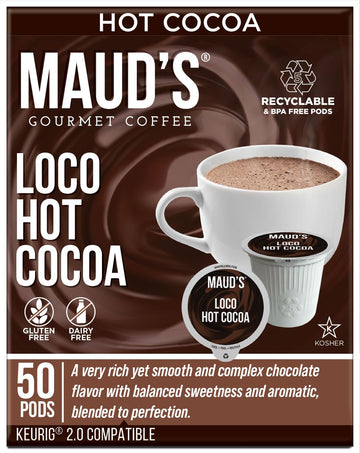 Maud'S Dark Hot Chocolate Pods, 50Ct. | Single Serve Gluten & Dairy Free Hot Cocoa | 100% California Blended Hot Chocolate | Sol