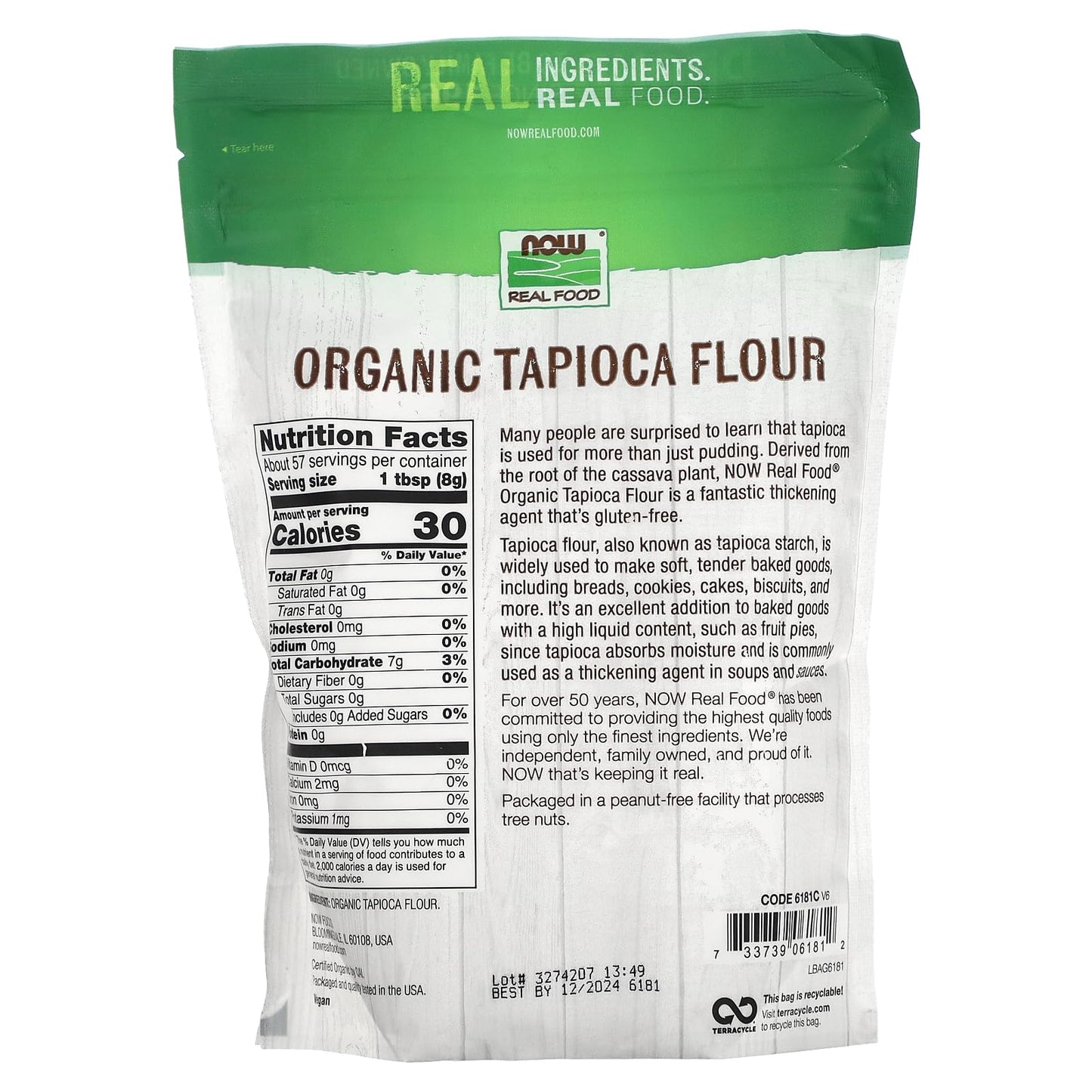 Now Foods, Organic Tapioca Flour, Gluten-Free And Non-Gmo Flour Replacement, 16-Ounce (Packaging May Vary)