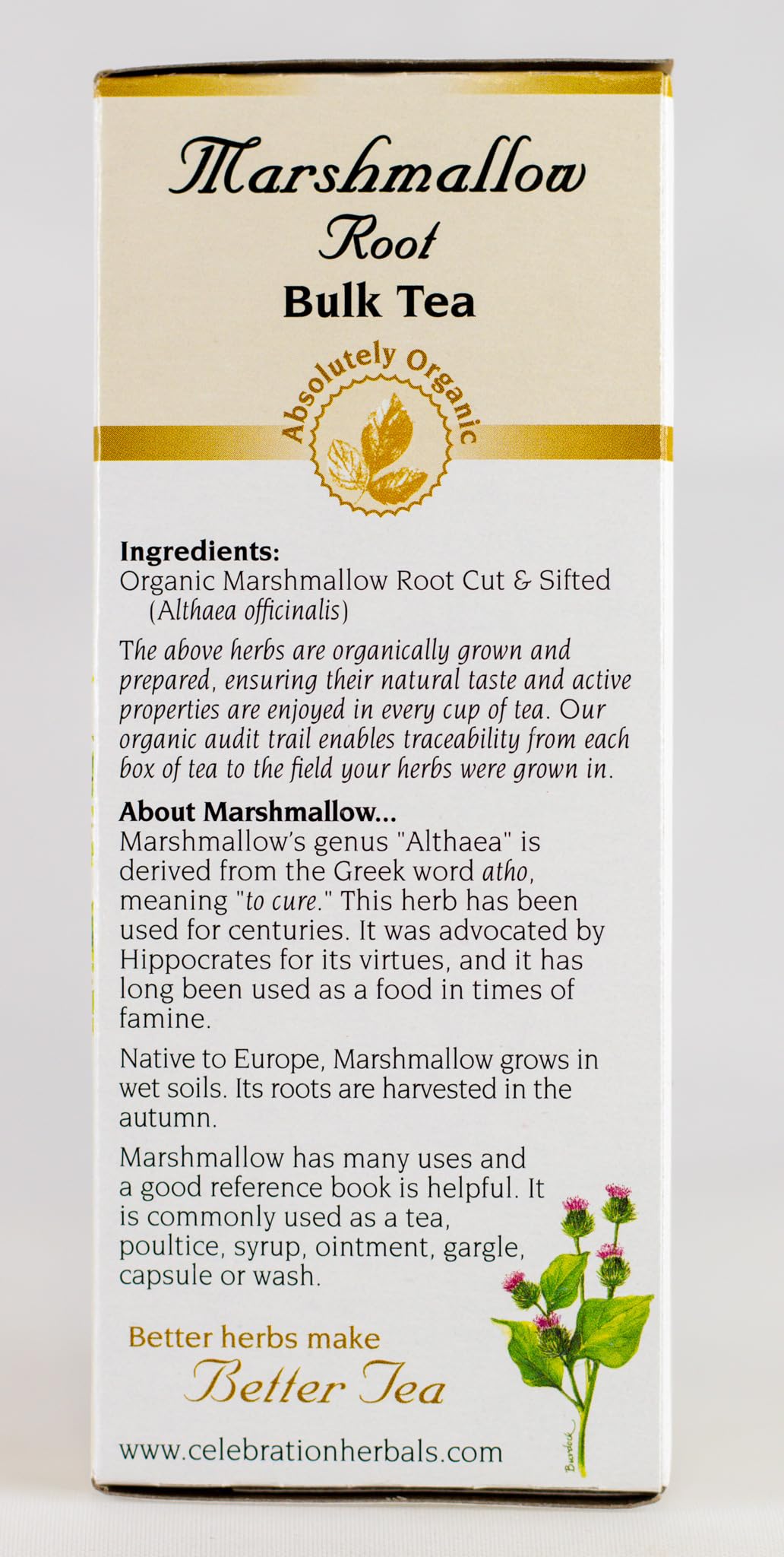 Celebration Herbals Organic Marshmallow Root Bulk Tea - Caffeine Free, 1.76 oz, Pack of 1