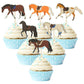Gyufise Horse Cupcake Toppers - 36 Pcs Set 300G Glitter Card Stock, Food-Grade Toothpick, For Horse Racing Party, Baby Shower, W